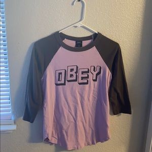 Obey baseball tee 3/4 sleeve